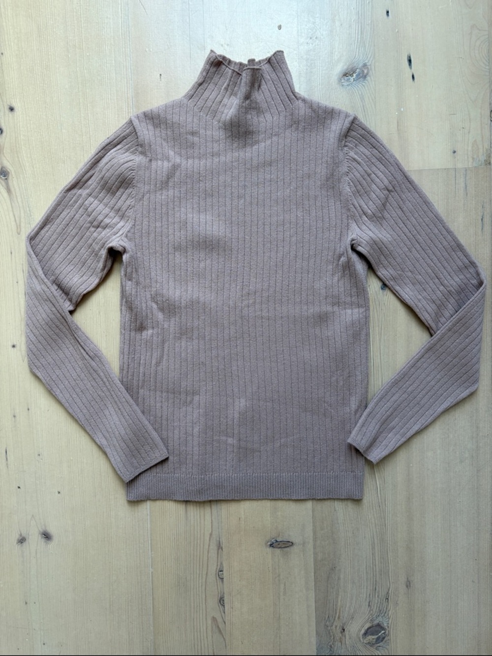LOFT Women's Ribbed Mock Neck Sweater in Pink/Taupe - Small